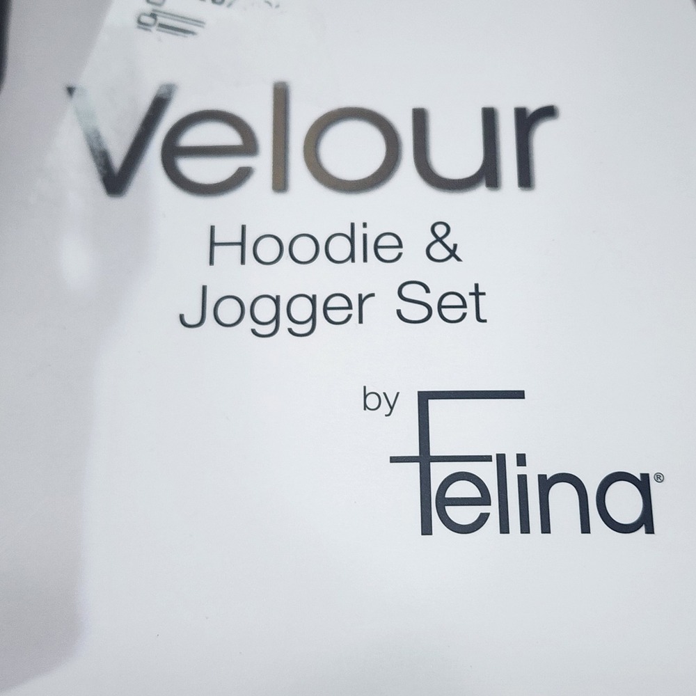 Felina‎ Velour Hoodie & Jogger Set Olive Green 2 Piece Tracksuit Womens M NEW - Picture 3 of 4
